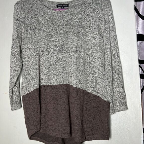 Moa Moa Sweater gray brown color block size medium - Picture 5 of 8